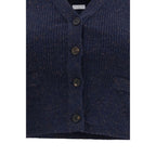 Brunello Cucinelli Blue Cashmere Sleeveles Sweater