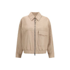 Brunello Cucinelli Beige Leather Leather Jacket