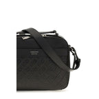 Ferragamo Black Calf Leather Bos Taurus Shoulder Bag