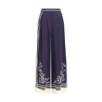 Alemais Blue Silk Casual Pants