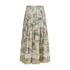 Alemais Beige Linen Midi Skirt