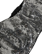Dolce & Gabbana Silver Sequined Nyon Balconnet Bra Underwear