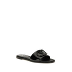 Valentino Garavani Black Calf Leather Bos Taurus Flat Sandals