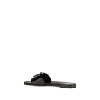Valentino Garavani Black Calf Leather Bos Taurus Flat Sandals
