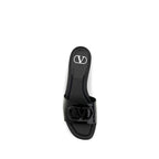 Valentino Garavani Black Calf Leather Bos Taurus Flat Sandals
