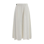 Brunello Cucinelli White Viscose Long Skirt