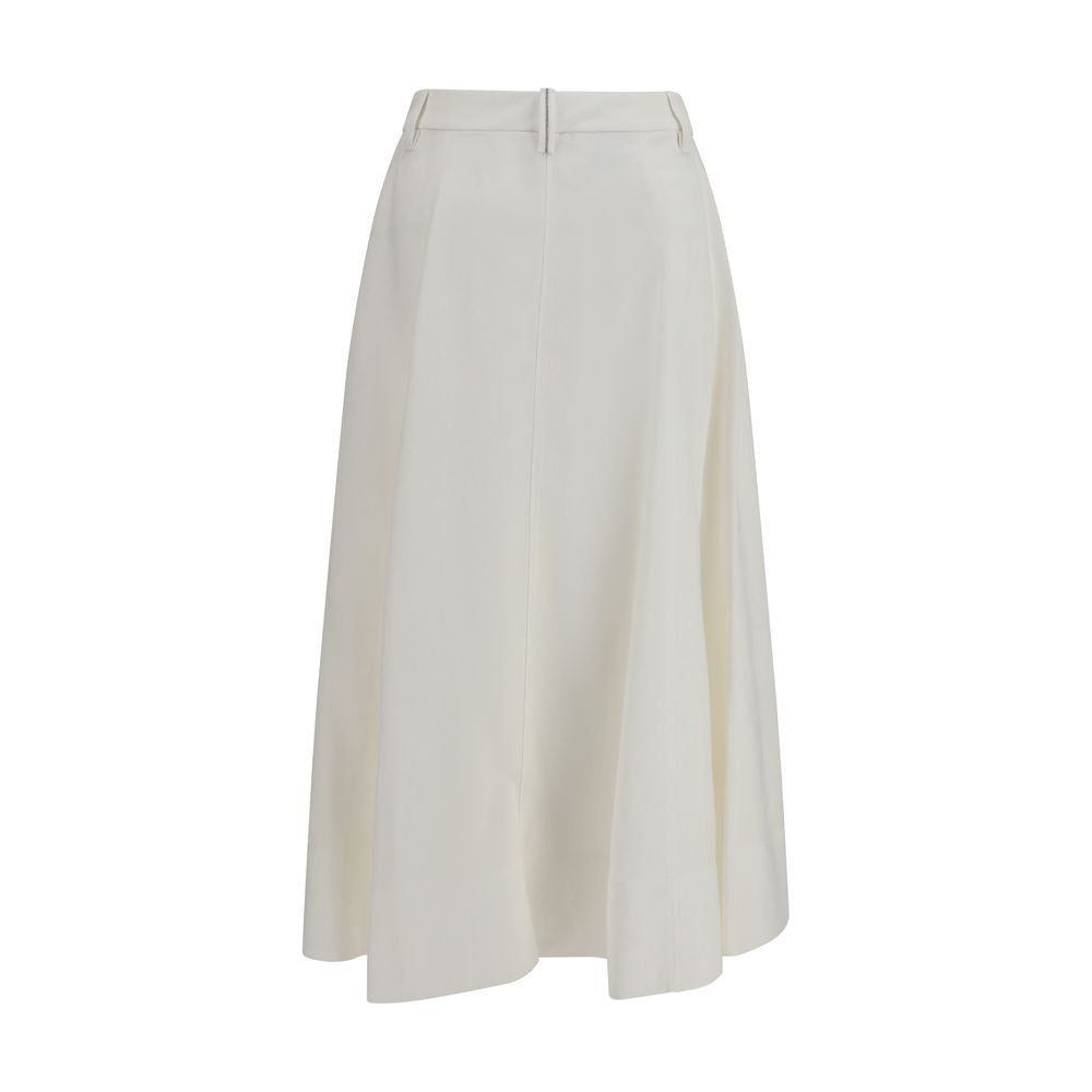 Brunello Cucinelli White Viscose Long Skirt