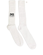 Dolce & Gabbana Men White Cotton Over The Calf Accessory Socks