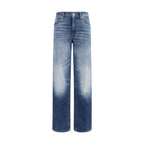 7FOR Blue Cotton Straight-Leg Jeans