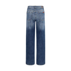 7FOR Blue Cotton Straight-Leg Jeans