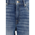 7FOR Blue Cotton Straight-Leg Jeans