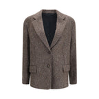 Brunello Cucinelli Brown Wool Oves Aries Biker Jacket