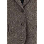 Brunello Cucinelli Brown Wool Oves Aries Biker Jacket