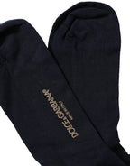 Dolce & Gabbana Men Dark Blue Viscose Over The Calf Accessory Socks