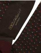 Dolce & Gabbana Maroon Dotted Wool Over The Calf Accessory Socks