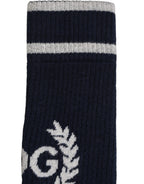Dolce & Gabbana Men Navy Blue DG Logo Mid Calf Accessory Socks