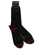Dolce & Gabbana Men Burgundy Black Logo Mid Calf Accessory Socks