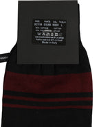 Dolce & Gabbana Men Burgundy Black Logo Mid Calf Accessory Socks