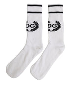 Dolce & Gabbana White Cotton DG Logo Mid Calf Accessory Socks