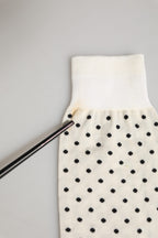 Dolce & Gabbana Off White Cotton Polka Dot Mid Calf Accessory Socks