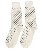 Dolce & Gabbana Off White Cotton Polka Dot Mid Calf Accessory Socks