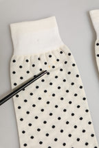 Dolce & Gabbana Off White Cotton Polka Dot Mid Calf Accessory Socks