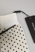 Dolce & Gabbana Off White Cotton Polka Dot Mid Calf Accessory Socks