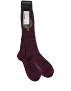 Dolce & Gabbana Burgundy Wool Crest Logo Knee High Accessory Socks