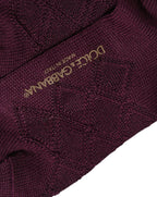 Dolce & Gabbana Burgundy Wool Crest Logo Knee High Accessory Socks