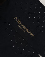 Dolce & Gabbana Men Black Cotton Polka Dot Over The Calf Socks