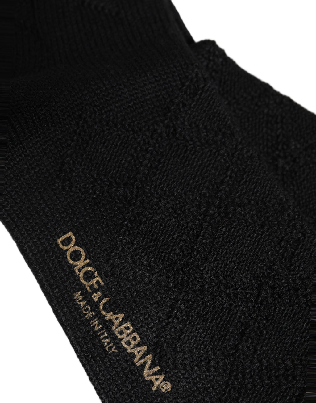 Dolce & Gabbana Black Wool Floral Over The Calf Accessory Socks