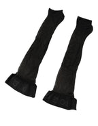 Dolce & Gabbana Black Nylon Logo Calf Long Women Accessory Socks