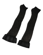 Dolce & Gabbana Black Nylon Logo Calf Long Women Accessory Socks