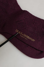 Dolce & Gabbana Burgundy Wool Crest Logo Knee High Accessory Socks