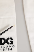 Dolce & Gabbana Men White Cotton Over The Calf Accessory Socks