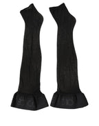 Dolce & Gabbana Black Nylon Logo Calf Long Women Accessory Socks