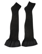 Dolce & Gabbana Black Nylon Logo Calf Long Women Accessory Socks