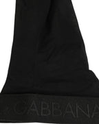 Dolce & Gabbana Black Nylon Logo Calf Long Women Accessory Socks