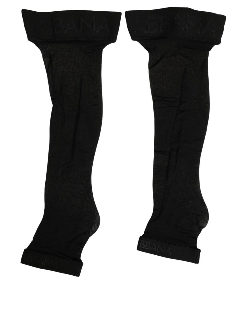 Dolce & Gabbana Black Nylon Logo Calf Long Women Accessory Socks