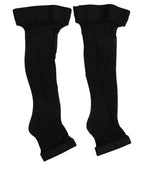 Dolce & Gabbana Black Nylon Logo Calf Long Women Accessory Socks