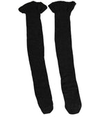 Dolce & Gabbana Black Wool Logo Calf Long Women Accessory Socks