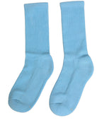 Dolce & Gabbana Light Blue Cotton Ribbed Mid Calf Accessory Socks