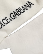 Dolce & Gabbana White Black Cotton Stretch Knee High Socks