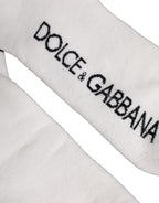 Dolce & Gabbana White Black Cotton Ankle Length DG Logo Socks