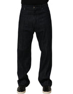 Dolce & Gabbana Dark Blue Relaxed Wide Leg Cotton Denim Jeans