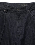 Dolce & Gabbana Dark Blue Relaxed Wide Leg Cotton Denim Jeans
