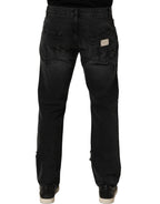 Dolce & Gabbana Dark Gray Cotton Ripped Men Denim Jeans