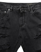Dolce & Gabbana Dark Gray Cotton Ripped Men Denim Jeans