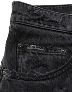 Dolce & Gabbana Dark Gray Cotton Ripped Men Denim Jeans