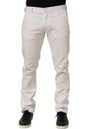 Costume National White Cotton Slim Pants Men Denim Jeans